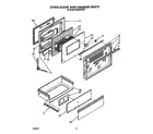 Whirlpool SF395PEPW7 oven door and drawer diagram