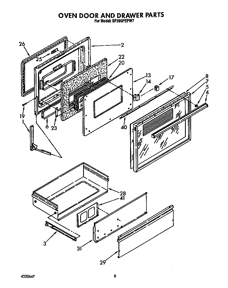 Oven door and drawer