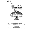 Whirlpool SF5340ERW8 front cover diagram