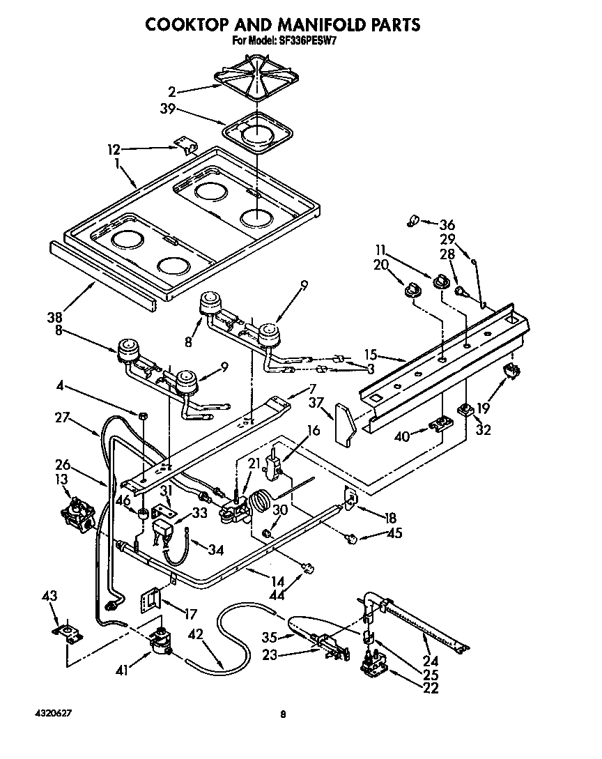 Cooktop and manifold
