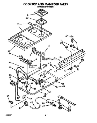 Cooktop and manifold