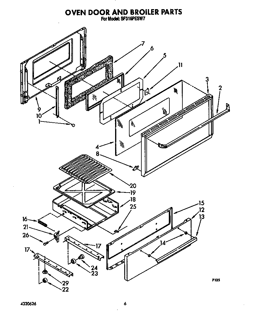 Oven door and broiler