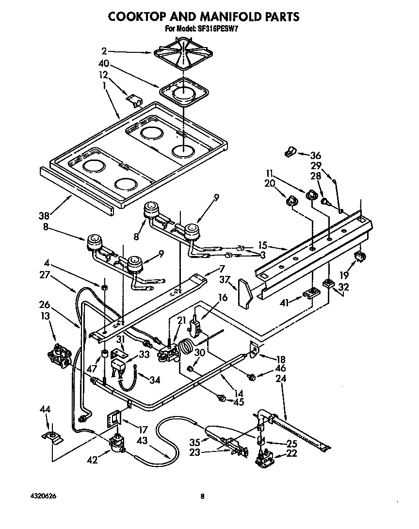 Cooktop and manifold