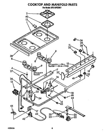 Cooktop and manifold