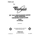 Whirlpool SF0140SRW6 front cover diagram