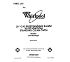 Whirlpool SF0140SRW5 front cover diagram