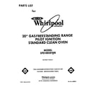 Whirlpool SF0100SRW8 front cover diagram