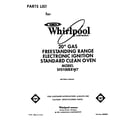 Whirlpool SF0100ERW7 front cover diagram