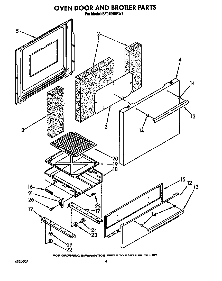Oven door and broiler