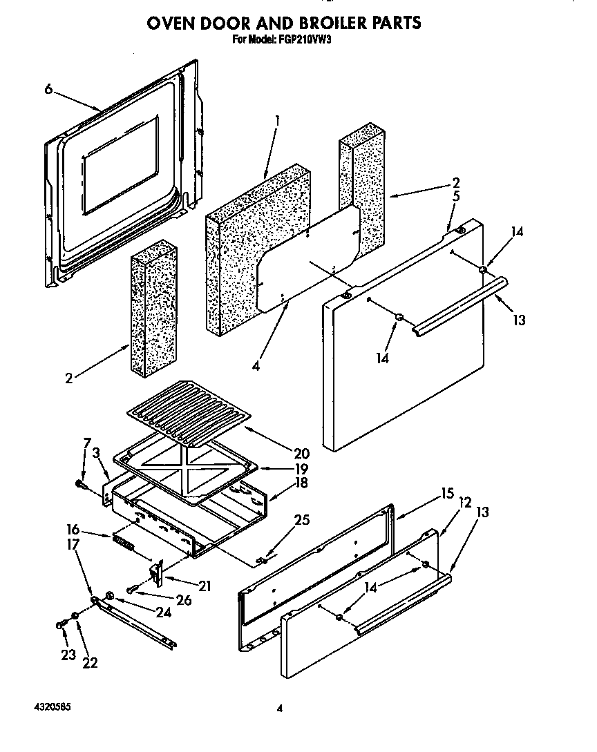 Oven door and broiler