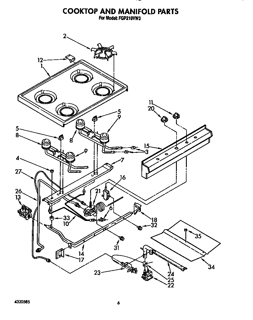 Cooktop and manifold