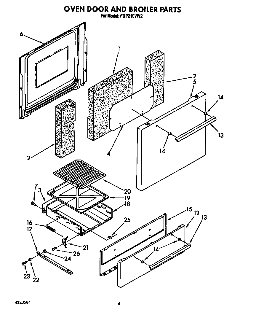 Oven door and broiler