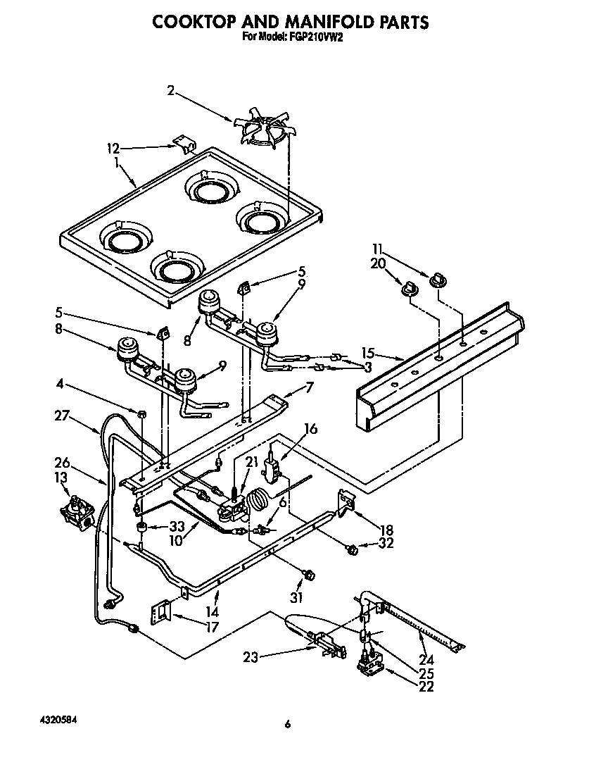 Cooktop and manifold