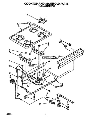 Cooktop and manifold