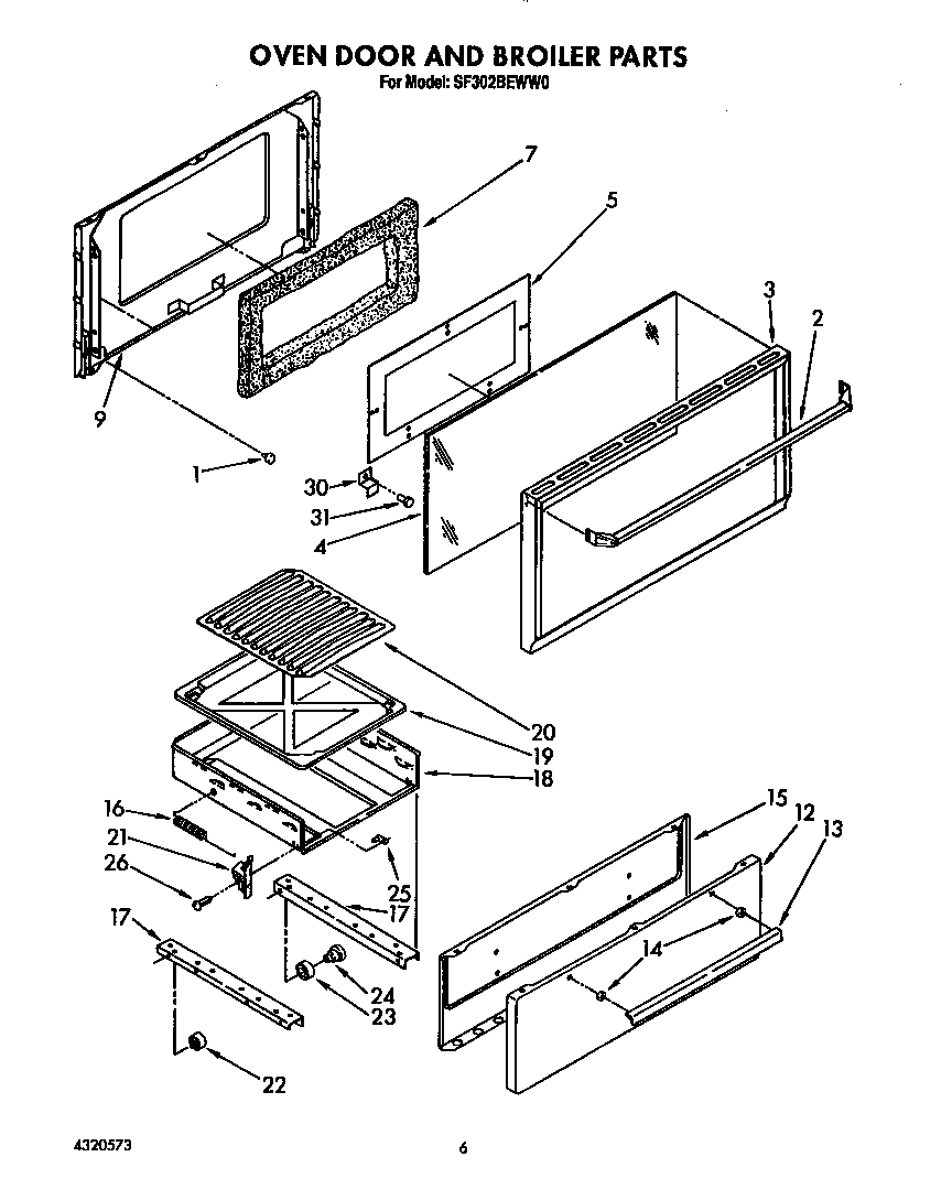 Oven door and broiler