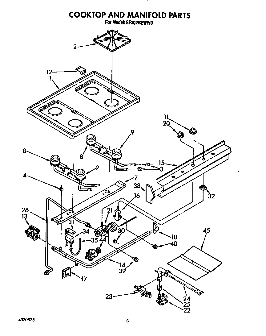 Cooktop and manifold