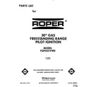 Roper FGP355VW0 front cover diagram