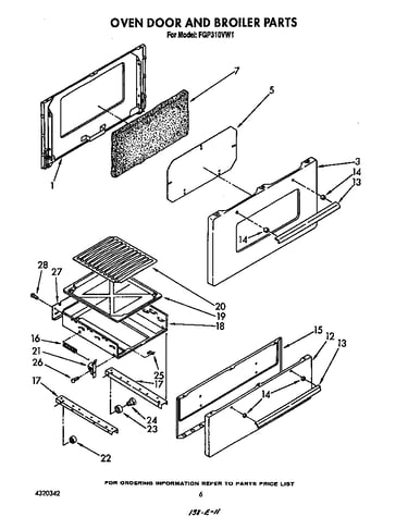 Oven door and broiler
