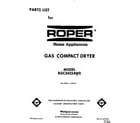 Roper RGC3422AW0 front cover diagram