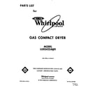 Whirlpool LGR3422AW0 front cover diagram