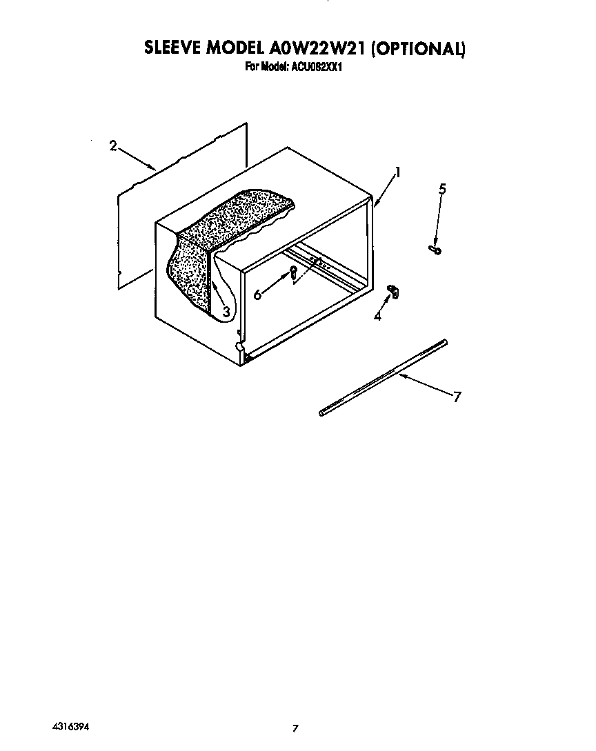 SLEEVE MODEL A0W22W21 (OPT.)