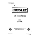 Crosley CA12WR4 front cover diagram