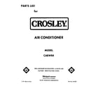 Crosley CA8WR4 front cover diagram