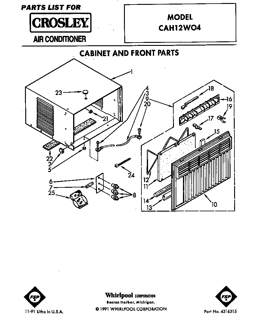 Cabinet and front