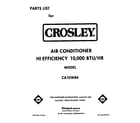 Crosley CA10WR4 front cover diagram