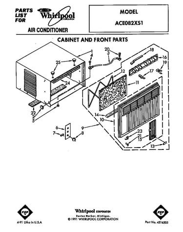 Cabinet and front parts