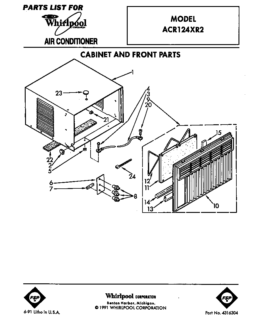 Cabinet and front parts