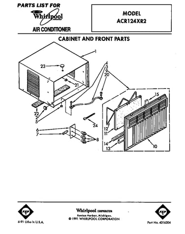 Cabinet and front parts