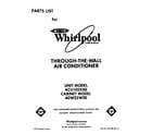 Whirlpool ACU102XX0 front cover diagram