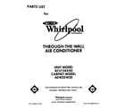 Whirlpool ACU124XX0 front cover diagram