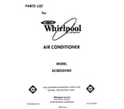 Whirlpool ACQ052XW0 front cover diagram