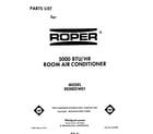Roper X05002W01 front cover diagram