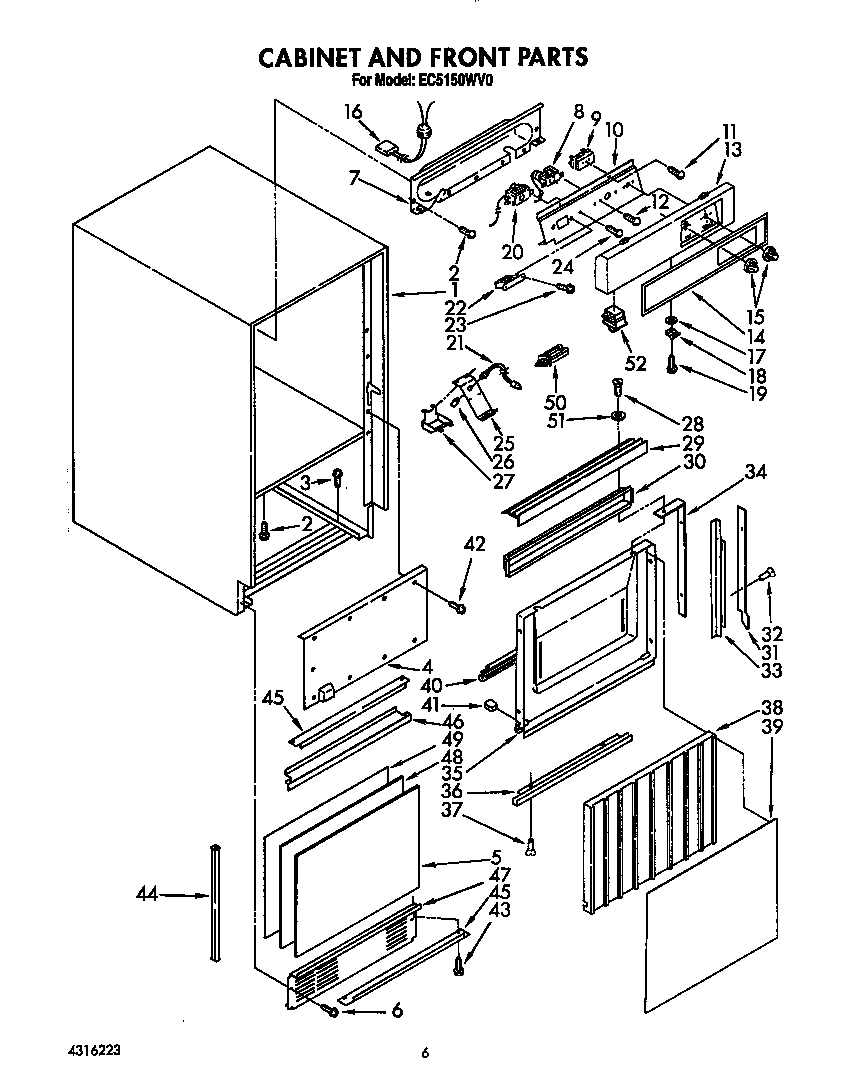 Cabinet and front