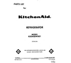 KitchenAid KSSS42DWX01 front cover diagram