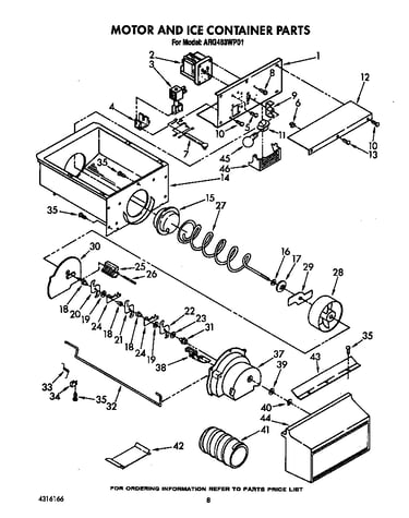 Motor and ice container