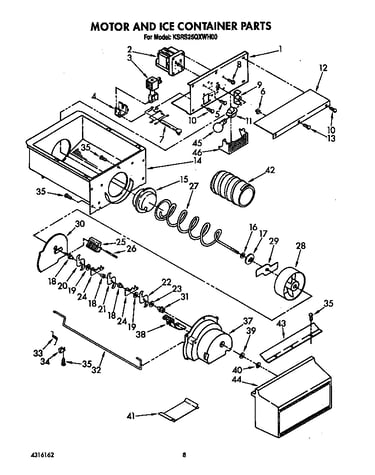 Motor and ice container