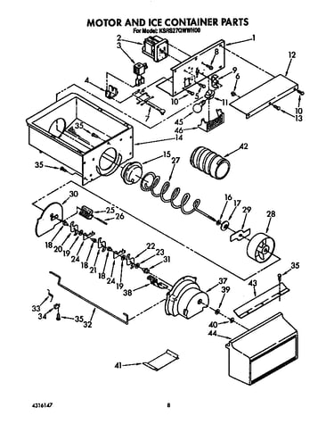 Motor and ice container