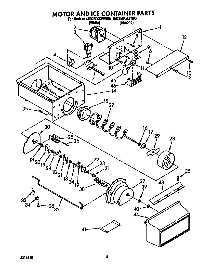 MOTOR AND ICE CONTAINER