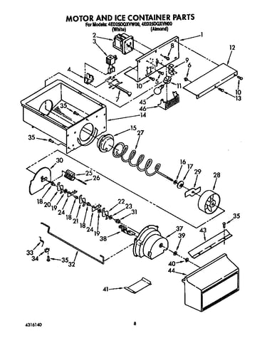 Motor and ice container