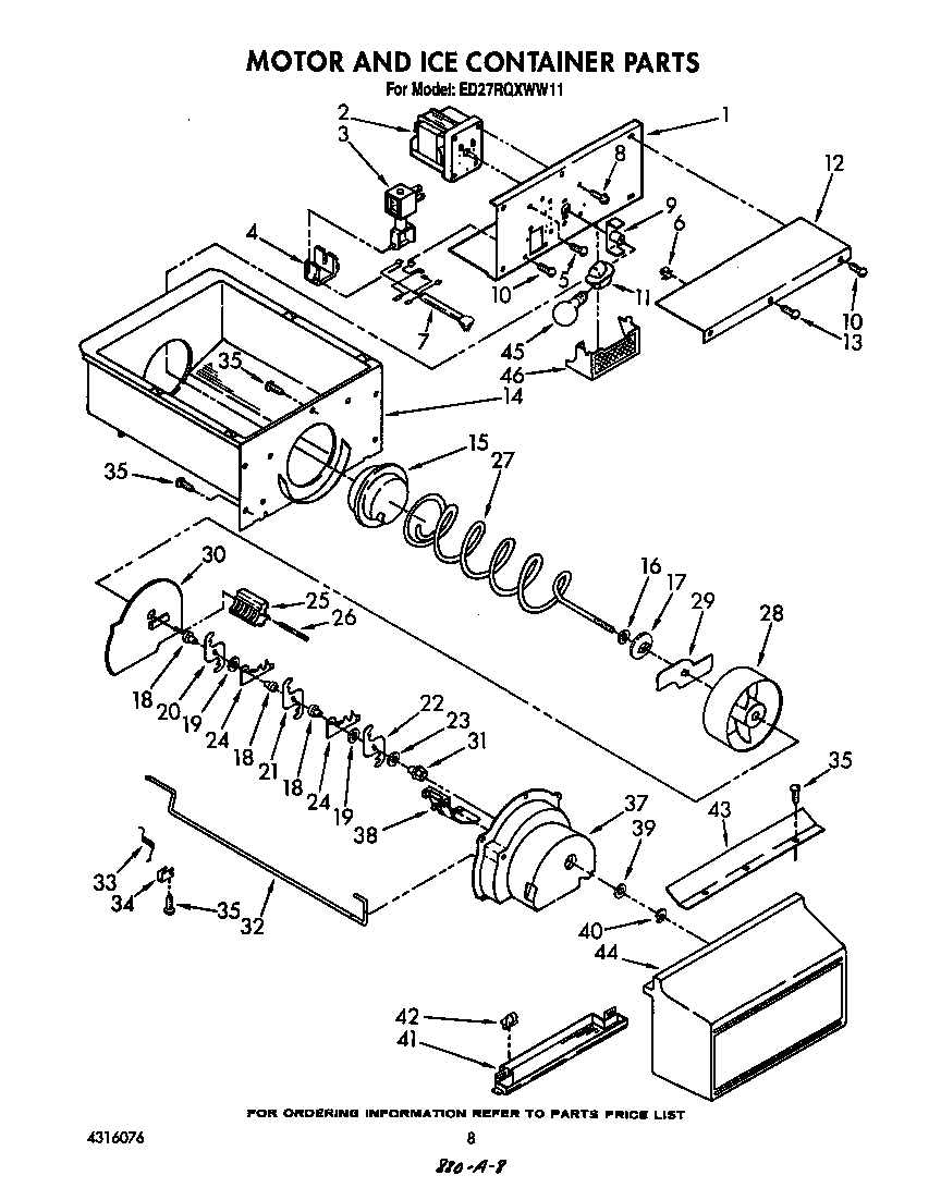 Motor and ice container