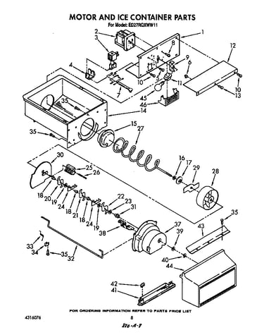 Motor and ice container