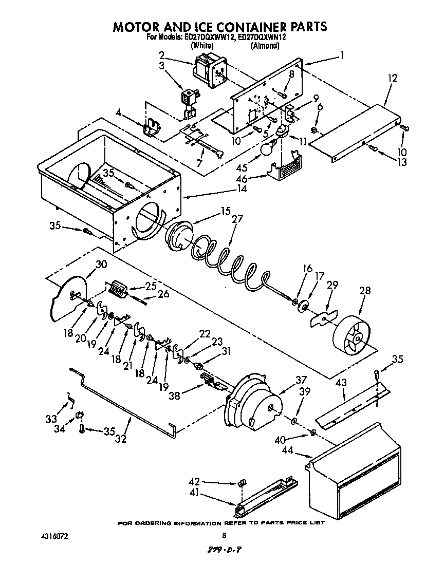 Motor and ice container