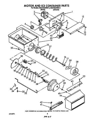 Motor and ice container