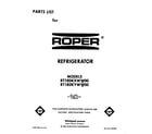 Roper RT18DKXWW00 front cover diagram
