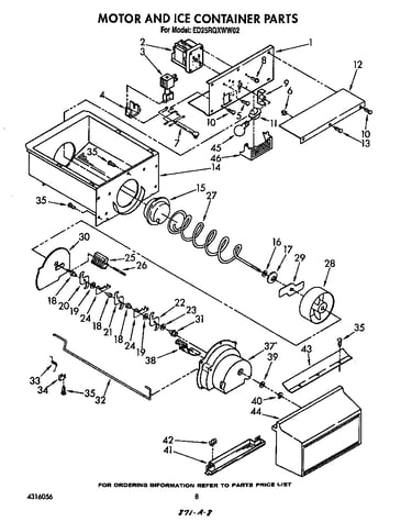 Motor and ice container