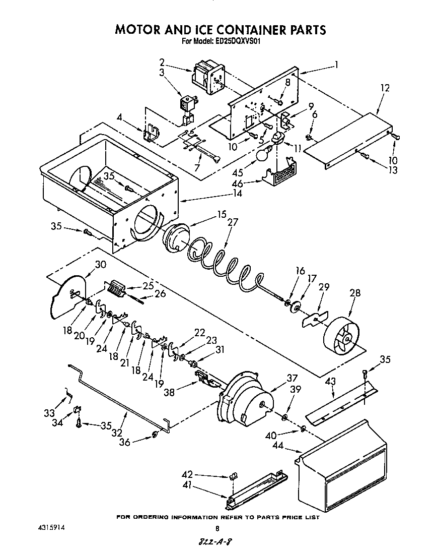 Motor and ice container